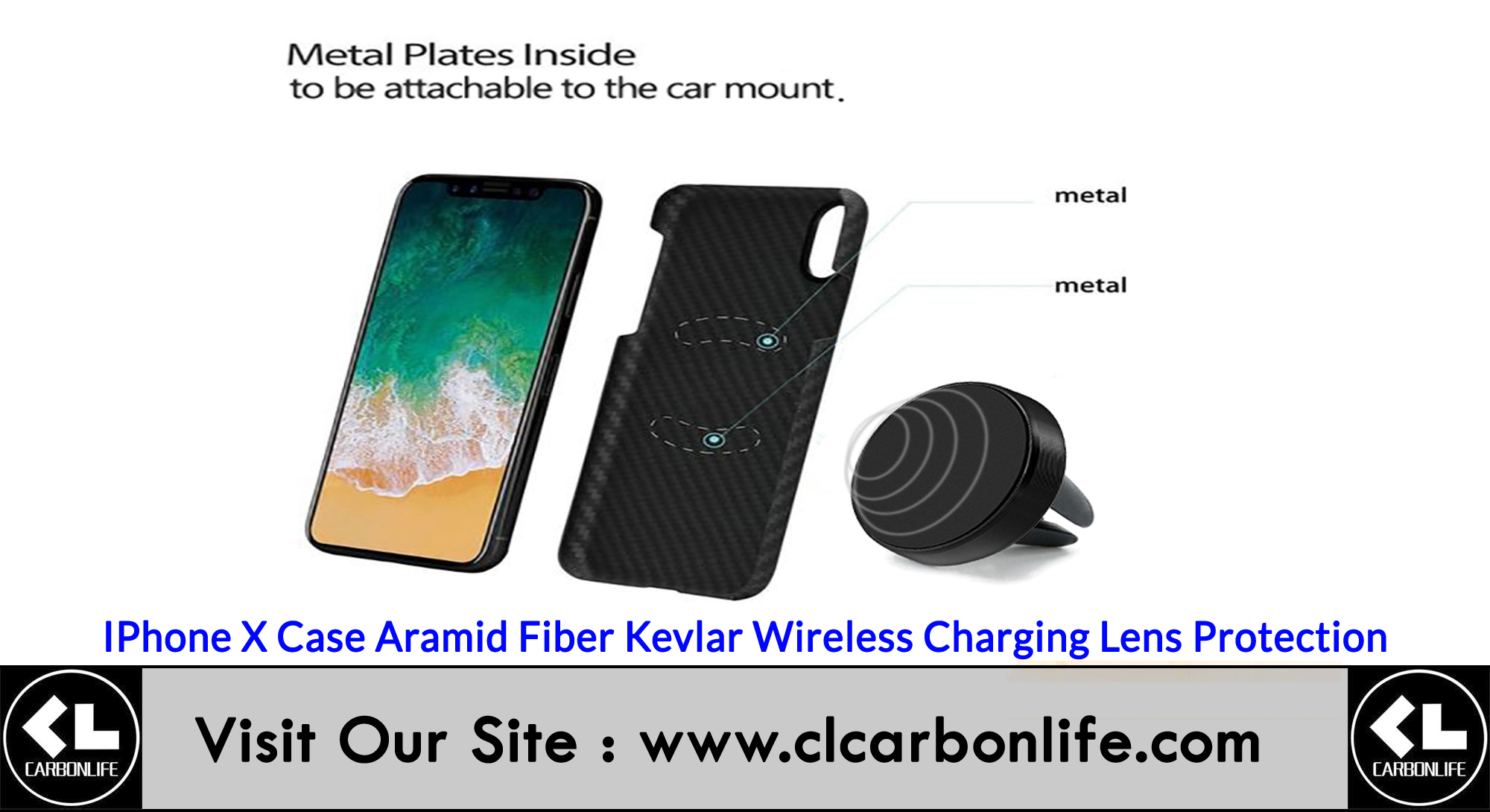 IPhone X Case Aramid Fiber Kevlar Wireless Charging Lens Protection